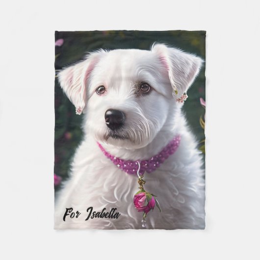 リトルドッグ&バラコレクション フリースブランケット (正面)