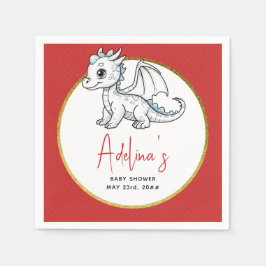 リトルドラゴンかわいい赤ちゃんシャワーの途中にある スタンダードカクテルナプキン