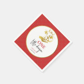 リトルドラゴンかわいい赤金ゴールドベビー1st誕生日 スタンダードカクテルナプキン (角)