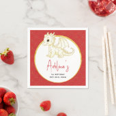 リトルドラゴンキュート金ゴールドレッドベビー1st誕生日 スタンダードカクテルナプキン (インサイチュ)