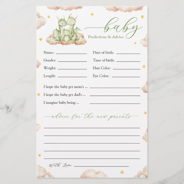 リトルドラゴンベビーシャワー予測とアドバイス (正面)