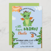 リトルドラゴン誕生日招待状ブルーベビーデイ 招待状 (正面/裏面)