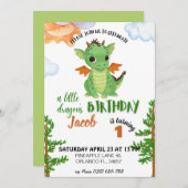 リトルドラゴン誕生日招待状ボーイベビー招待状 招待状 (正面/裏面)