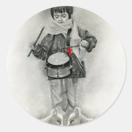リトルドラマー少年ステッカー ラウンドシール (正面)