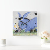 リトルドンキーとデイジー-名前と文字を追加 スクエア壁時計 (ホーム)