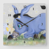 リトルドンキーとデイジー-名前と文字を追加 スクエア壁時計 (正面)
