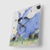 リトルドンキーとデイジー-名前と文字を追加 スクエア壁時計 (傾斜)