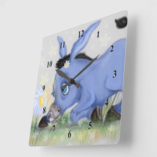 リトルドンキーとデイジー-名前と文字を追加 スクエア壁時計 (傾斜)