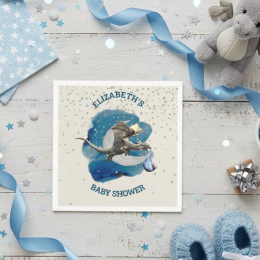 リトルナイトドラゴンシルバースターベビーシャワー スタンダードカクテルナプキン