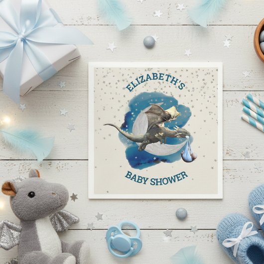 リトルナイトドラゴンシルバースターベビーシャワー スタンダードカクテルナプキン