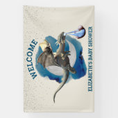 リトルナイトドラゴンシルバースターベビーシャワー 横断幕 (縦)