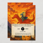 リトルナイトライディングアレッドドラゴン誕生日 招待状 (正面/裏面)