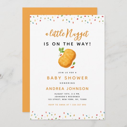 リトルナゲットグルメベビーシャワー 招待状 (正面/裏面)