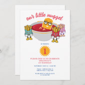 リトルナゲット任意の年齢の幼児の男の子の誕生日パーティー 招待状 (正面/裏面)