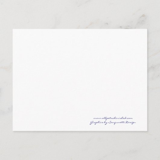 リトルネイビーブルーセイルボートベビーシャワー招待状 インビテーションポストカード (裏面)