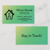 リトルハウス"引っ越しました"イエローグリーングラデーションカード 名刺 (正面/裏面)