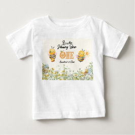 リトルハニーのお誕生日 ワンフラワーの1歳誕生日 ベビーTシャツ