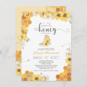 リトルハニーのまわりに&ひまわり赤ちゃんシャワー 招待状 (正面/裏面)