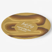 リトルハニーオンザウェイレトロストライプベビーシャワー ペーパープレート (アングル)