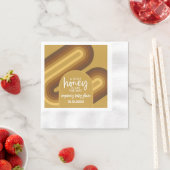 リトルハニーオンザウェイレトロストライプベビーシャワー 縁ありカクテルナプキン (インサイチュ)