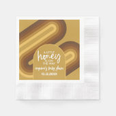 リトルハニーオンザウェイレトロストライプベビーシャワー 縁ありカクテルナプキン (正面)