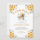 リトルハニーキュートビーお洒落ベビーガールシャワー 招待状 (正面)