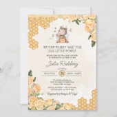 リトルハニーテディベア ママトゥビー ベビーシャワー 招待状 (正面)