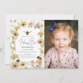 リトルハニービーカモミール誕生日写真 招待状 (正面)