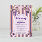 リトルハニービーパープルベビーシャワー招待状 招待状 (スタンド正面)