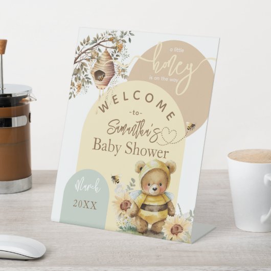 リトルハニービーベアーベイビーシャワーへようこそ 台座サイン (インサイチュ)