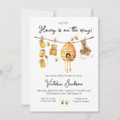 リトルハニービー赤ちゃんシャワー物干し 招待状 (正面)