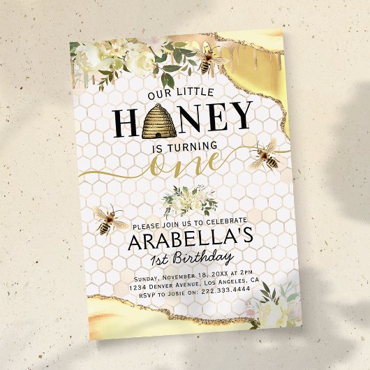 リトルハニービー 1歳の誕生日 招待状