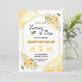 リトルハニーフローラ水彩ビー1st誕生日 招待状 (スタンド正面)