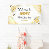 リトルハニーフローラ水彩ビー1st誕生日 横断幕 (インサイチュ)