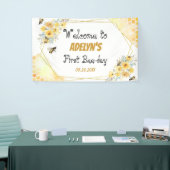 リトルハニーフローラ水彩ビー1st誕生日 横断幕 (トレードショー)