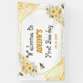 リトルハニーフローラ水彩ビー1st誕生日 横断幕 (縦)