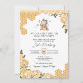 リトルハニーベア&ビーイエローフローラベビーシャワー 招待状 (正面)
