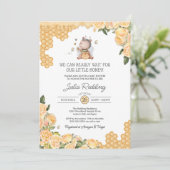 リトルハニーベア＆ビーイエロー フラワーベイビーシャワー 招待状 (スタンド正面)