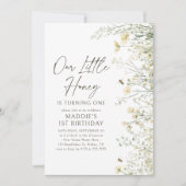 リトルハニーワイルドフラワービー誕生日 招待状 (正面)