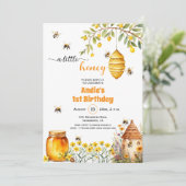 リトルハニー1歳の誕生日招待状 招待状 (スタンド正面)