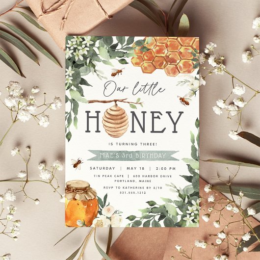 リトルハニー | Beeをテーマにした子供の誕生日パーティー 招待状