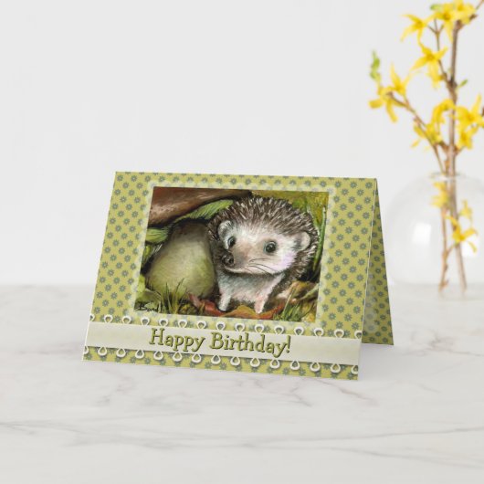 リトルハリネズミ カード (黄色い花)