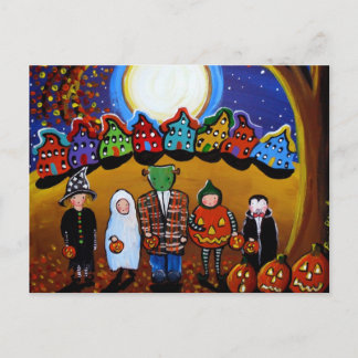 リトルハロウィンキッズフォークアートはがき ポストカード