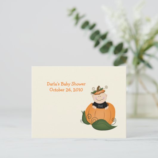 リトルハロウィーンカボチャ赤ちゃんシャワーアドバイスカード アドバイスカード (スタンド正面)