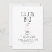 リトルハロウィーンブー幽霊ファースト誕生日 招待状 (正面)