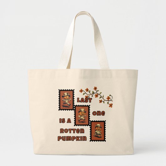 リトルハロウィーンユーモアハロウィーンのカボチャのちょうちん ラージトートバッグ (正面)