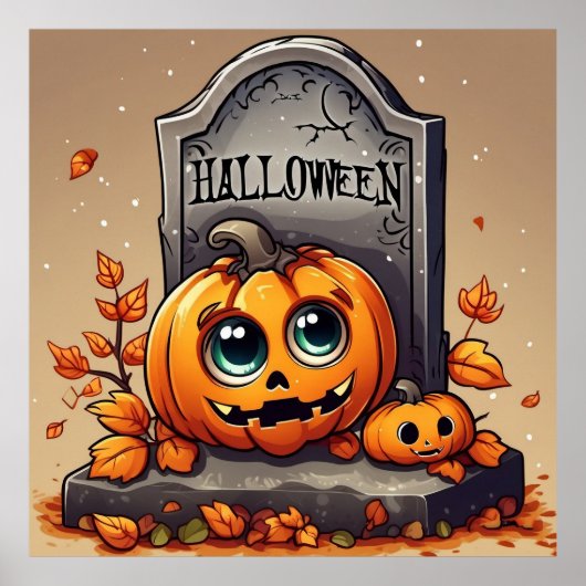 リトルハロウィーン墓石 ポスター (正面)