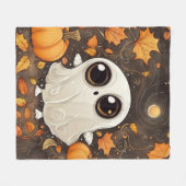 リトルハロウィーン幽霊 フリースブランケット (正面(横))