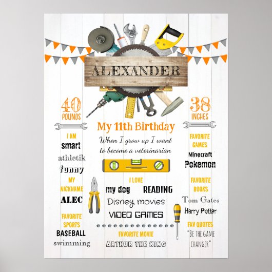 リトルハンドマニャ誕生日マイルストーン誕生統計 ポスター (正面)