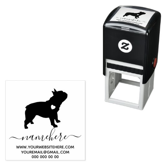 リトルハートシルエットエレガントブフランスのルドッグ セルフインキングスタンプ (インサイチュ)